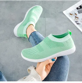Amozae-Back to school   2024 Women Mesh Elastic Band Sneaker Woman Breathable Vulcanized Slip On Woman's Female Ladies Summer Plus Size 43 Footwear