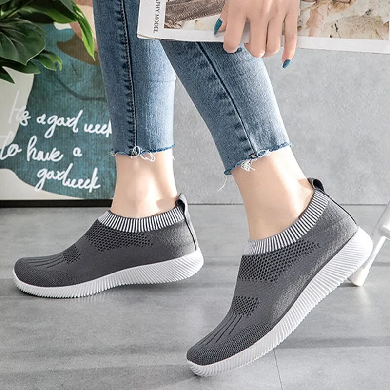 Amozae-Back to school   2024 Women Mesh Elastic Band Sneaker Woman Breathable Vulcanized Slip On Woman's Female Ladies Summer Plus Size 43 Footwear
