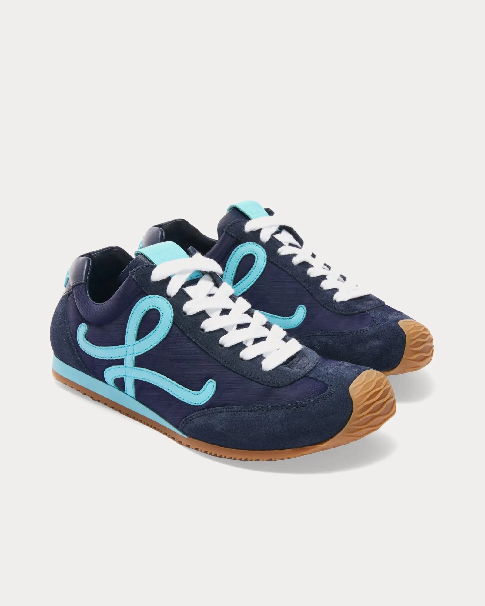 Ballet Runner 2.0 Nylon & Calfskin Navy Blue / Turquoise Low Top Sneakers