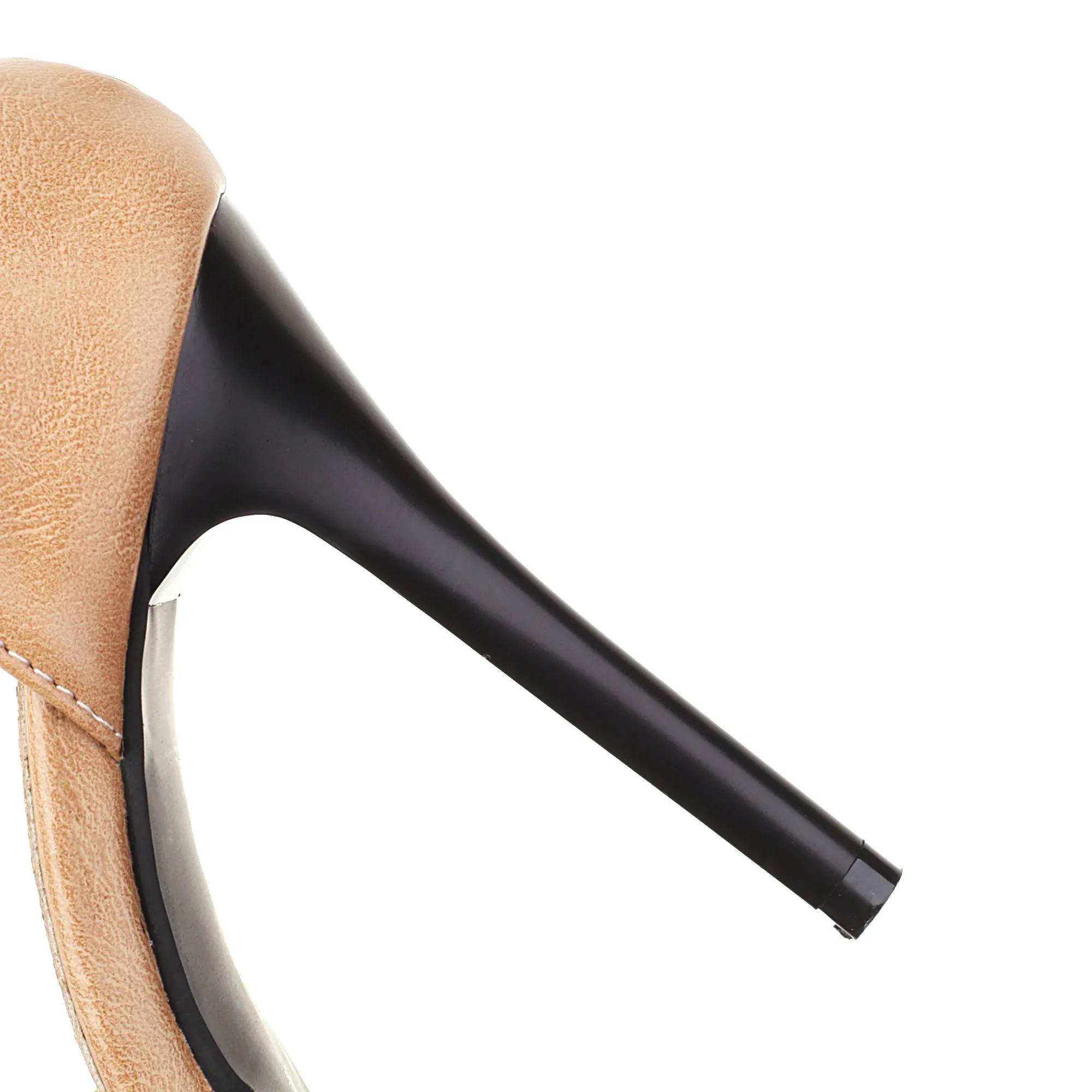 Bigsizeheels Stiletto Pointed Toe Ankle Strap Sandals - Brown