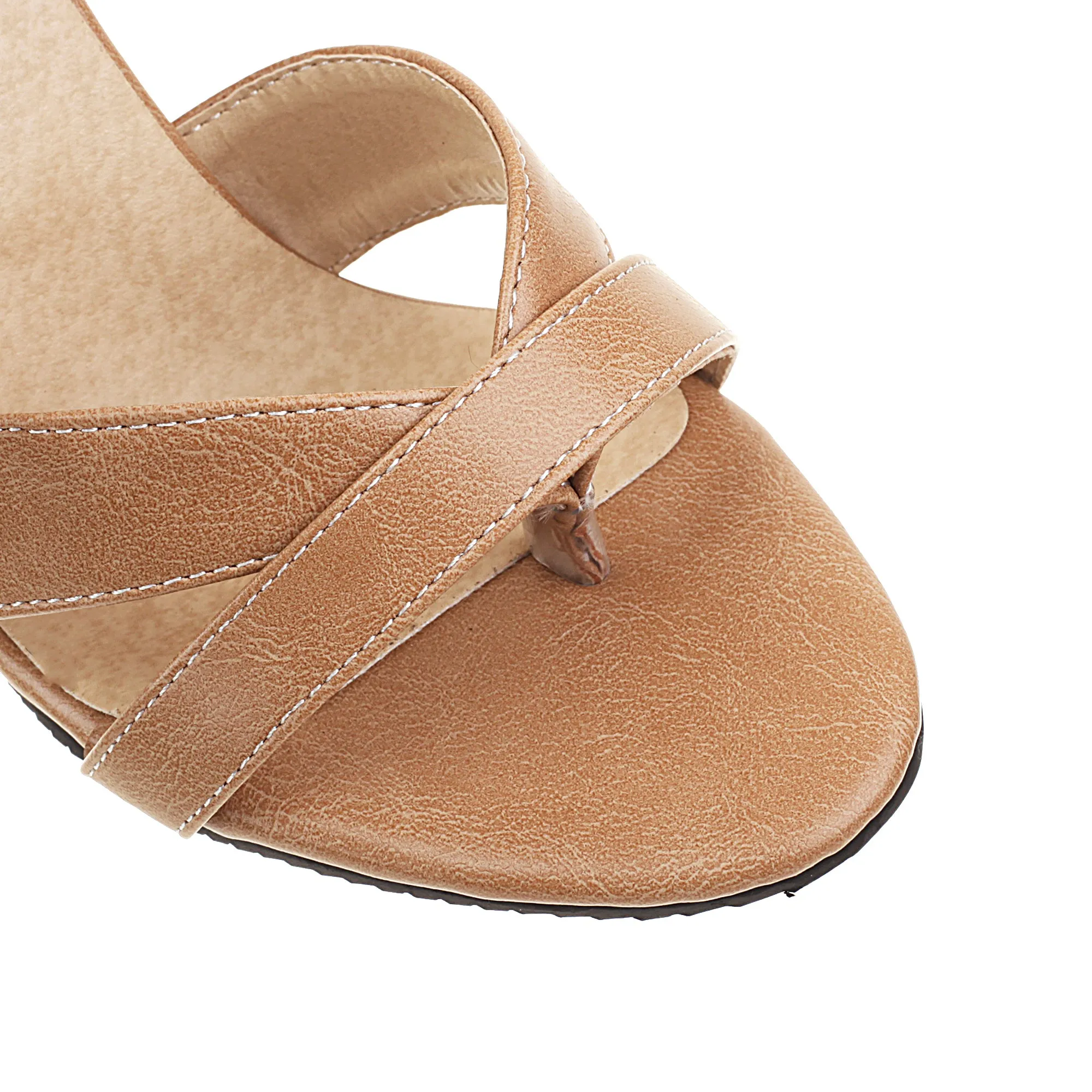 Bigsizeheels Stiletto Pointed Toe Ankle Strap Sandals - Brown
