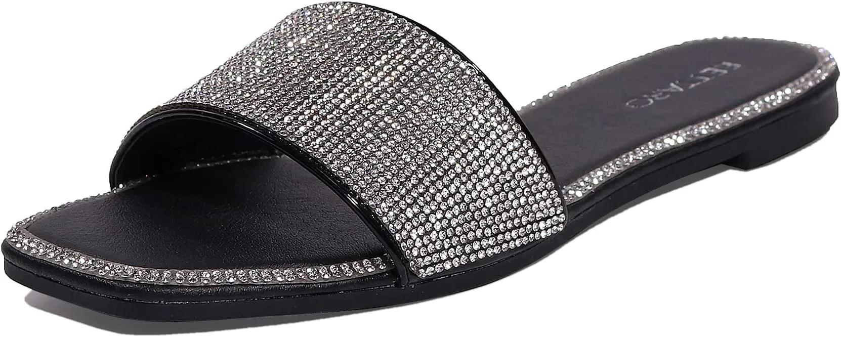 Black/Silver Rhinestone Sparkle Fashion Sandals