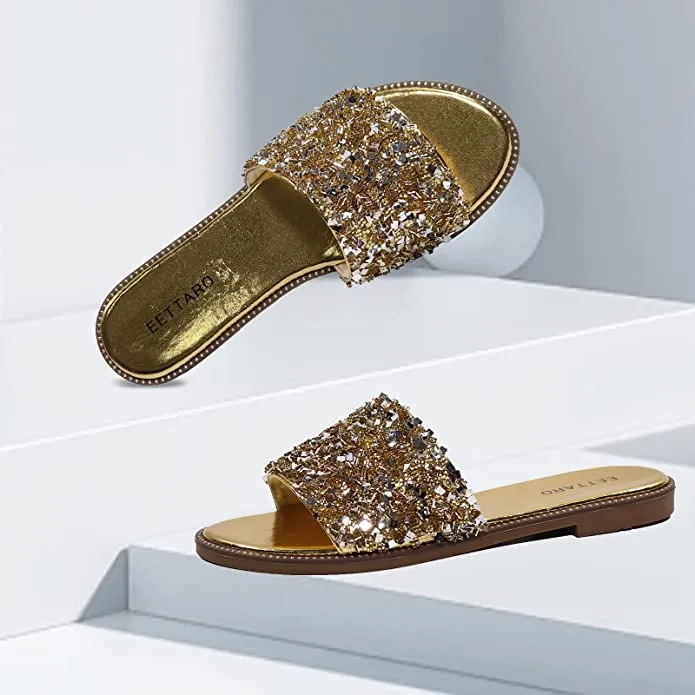 Black/Silver Rhinestone Sparkle Fashion Sandals