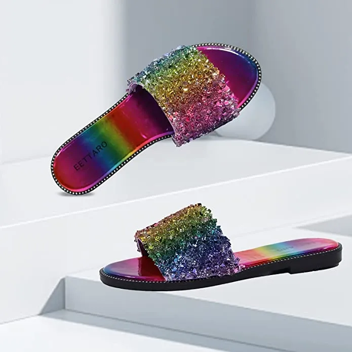 Black/Silver Rhinestone Sparkle Fashion Sandals