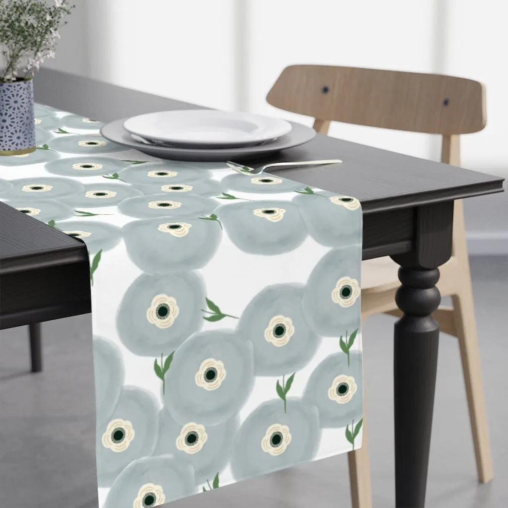 Blue Pastel Table Runner / Spring Floral Decor