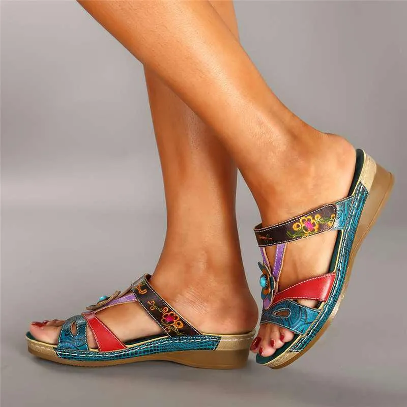 Bohemian style fashion non-slip wedge sandals