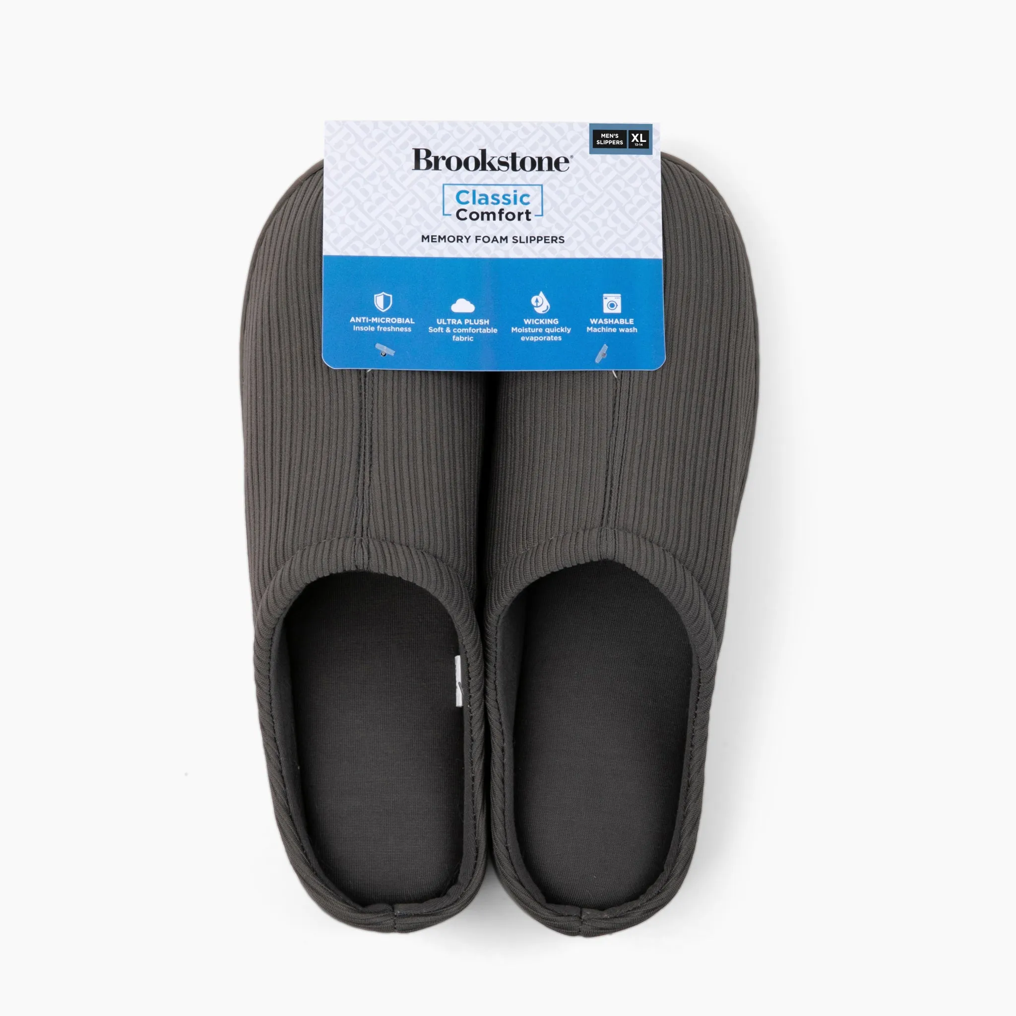 Brookstone Classic Comfort Memory Foam Men's Slippers