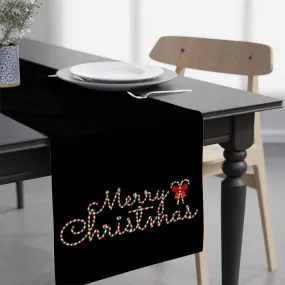 Candy Cane Table Runner / Black Christmas Table Runner / Candy Cane Decor