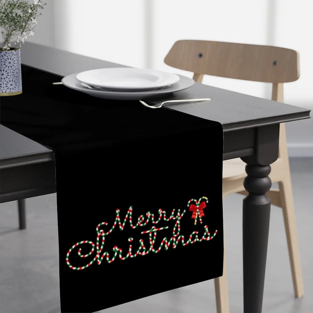 Candy Cane Table Runner / Black Christmas Table Runner / Candy Cane Decor