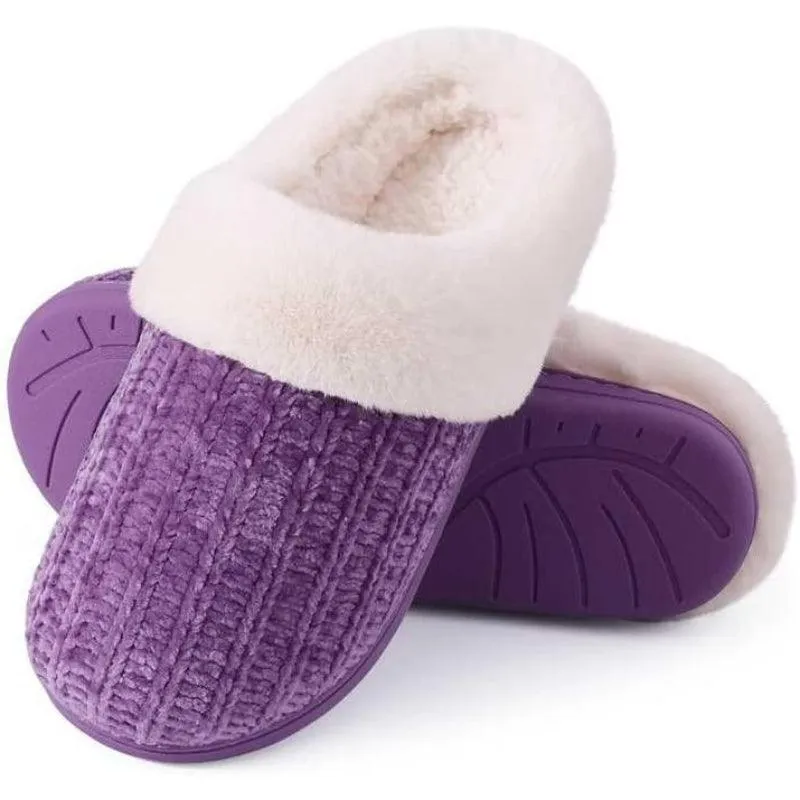 Comfy Knit Memory Foam Slippers – Anti Skid Sole for Safe Steps