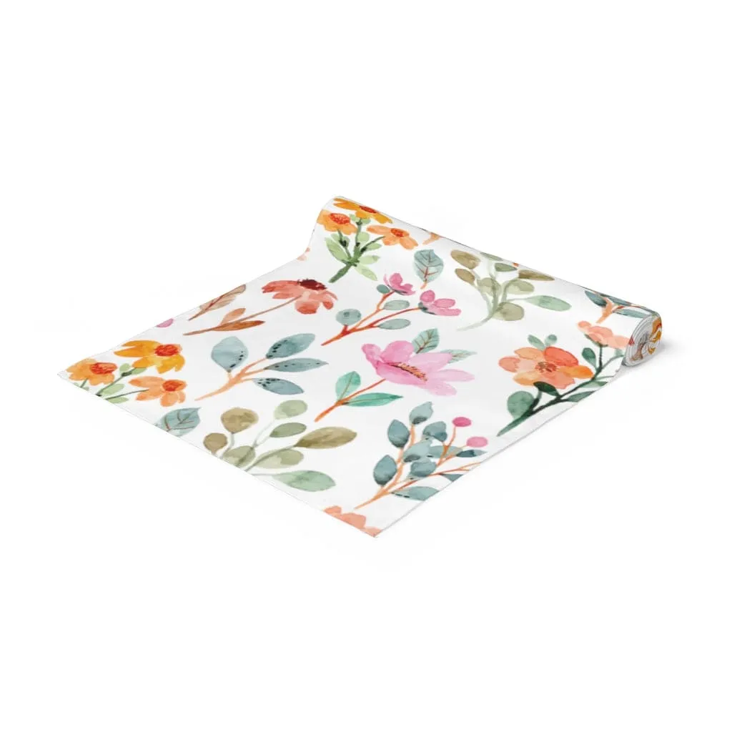 Floral Table Runner / Watercolor Flower Table Runner