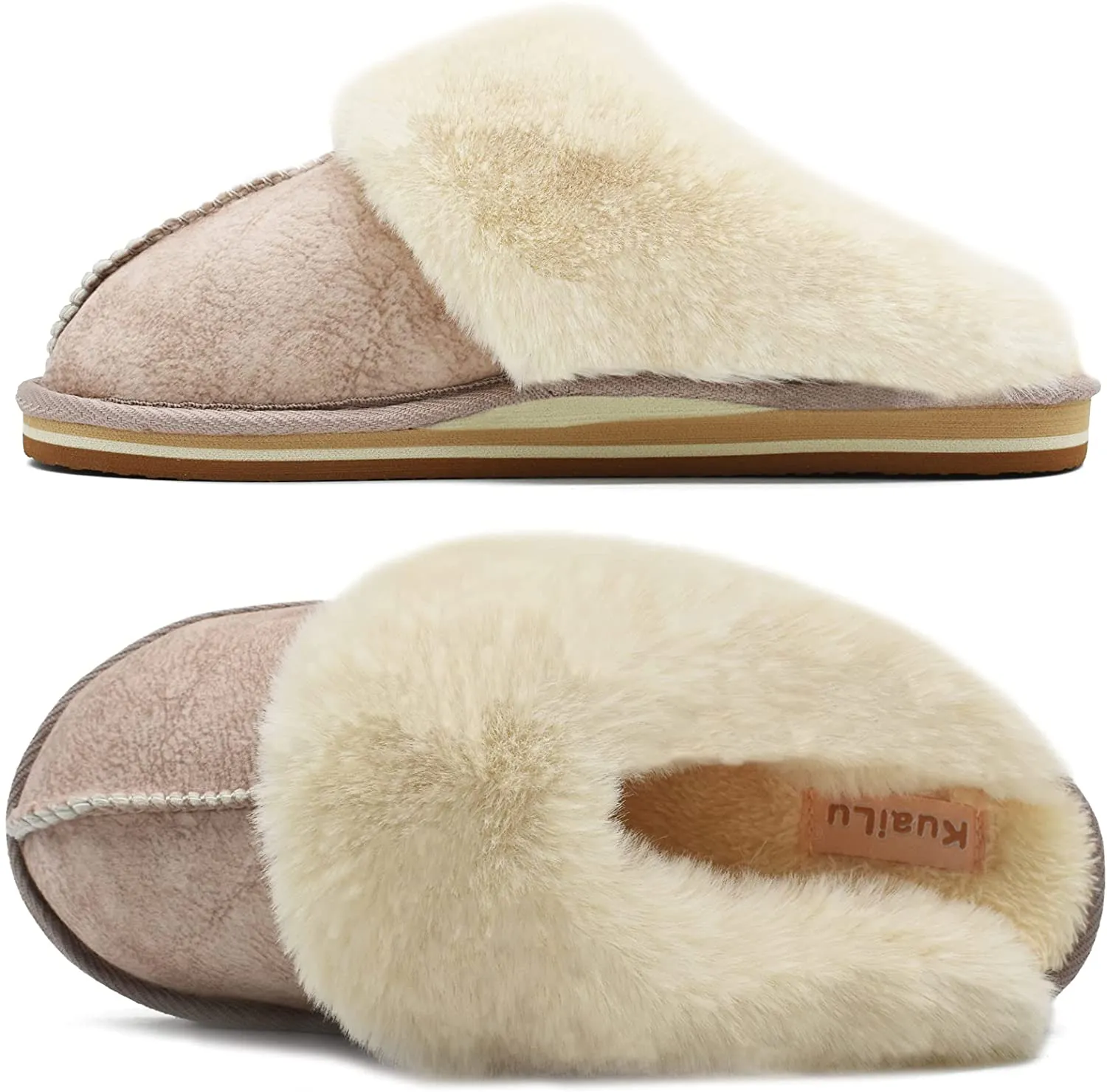 Fluffy Brown Dual Memory Foam Slippers