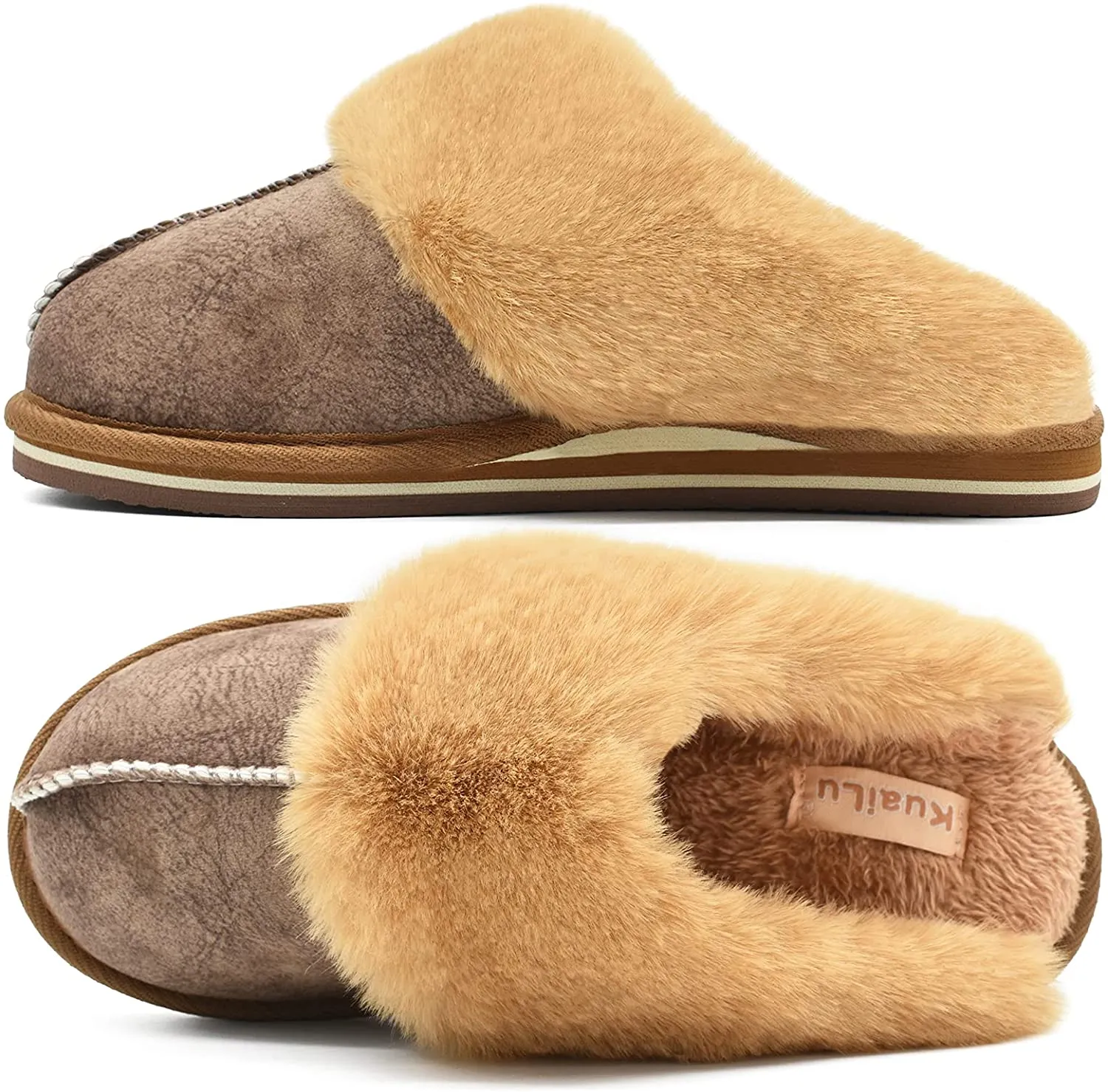 Fluffy Brown Dual Memory Foam Slippers