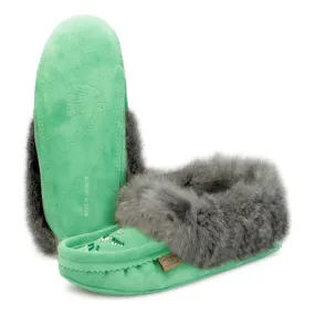 Fur Moccasin - Mint Suede