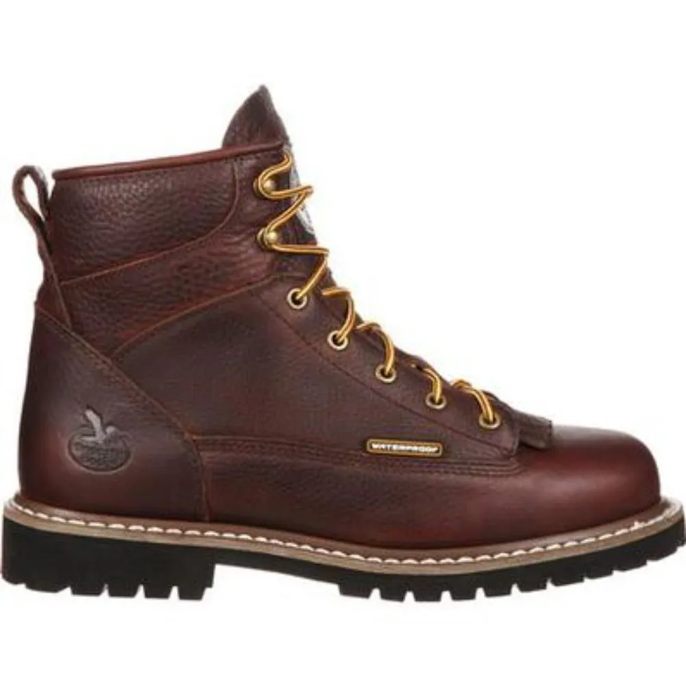 Georgia Boot Low Heel Logger Men's Waterproof  Boots Gbot052 In Brown