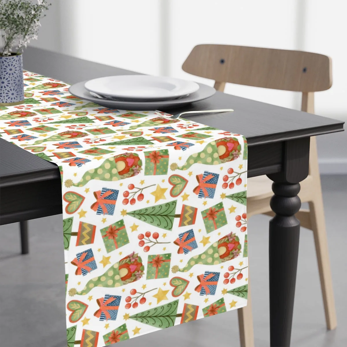 Gnome Trees and Presents Table Runner