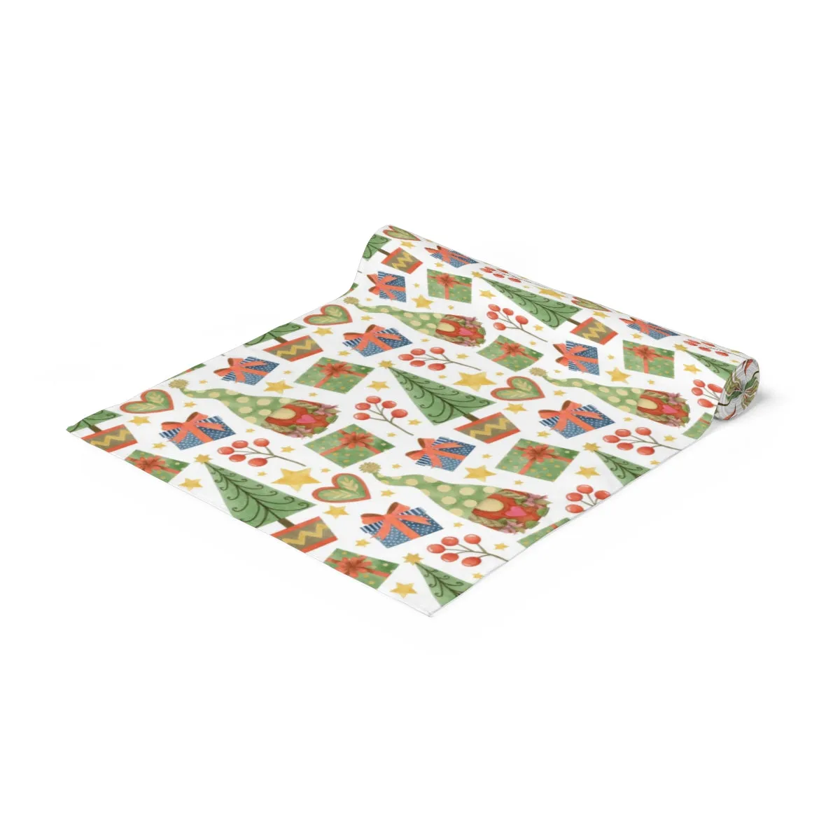 Gnome Trees and Presents Table Runner