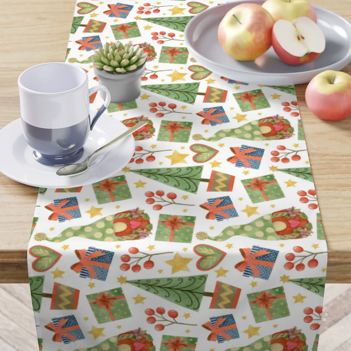 Gnome Trees and Presents Table Runner