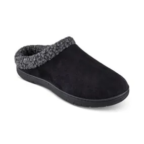 HAGGAR Men's Rolled Collar Fleece-Lined Clogs Slippers Black Large