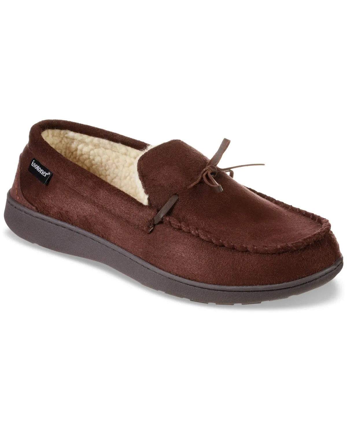 Isotoner Signature Mens Dark Chocolate Brown Moccasin Slippers Medium 8 to 9