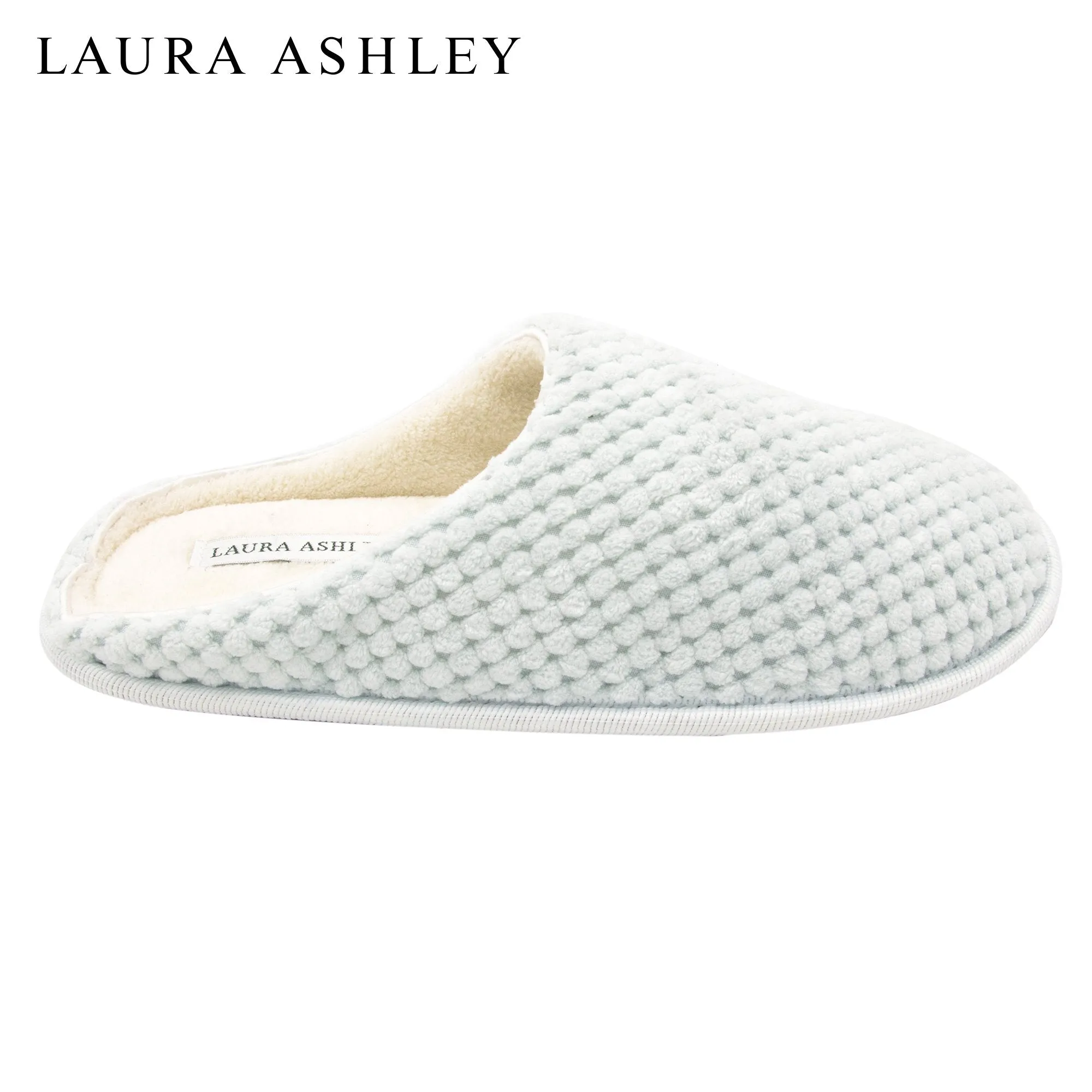 Laura Ashley Ladies Clog Style Spa Slippers with Memory Foam Insole in Sour Apple Green, Size S