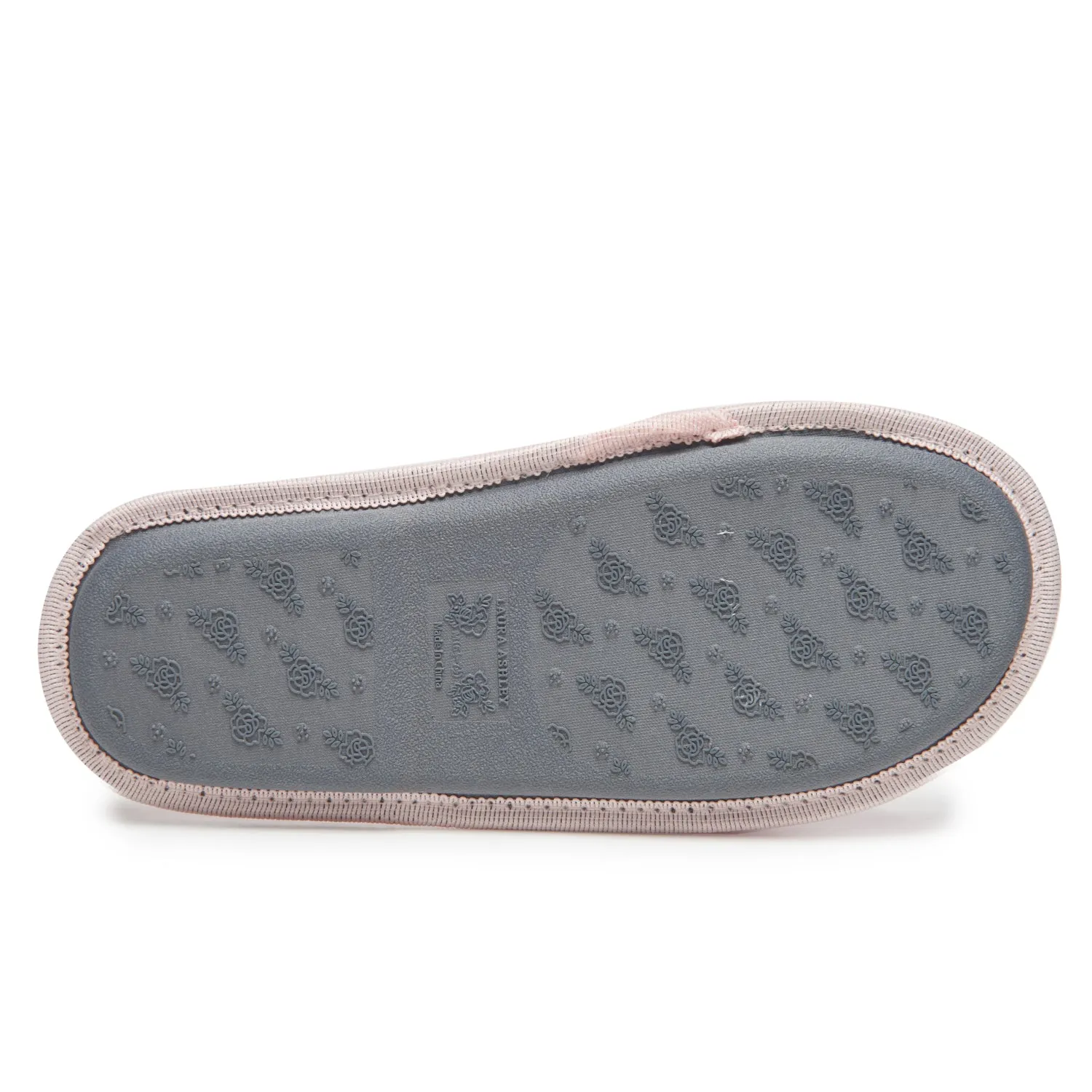 Laura Ashley Ladies Open Toe Spa Slippers with Bow and Memory Foam Insole