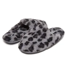 Laura Ashley Scuff Slippers, Plush Animal Print Slip-Ons for Women with Memory Foam Insole