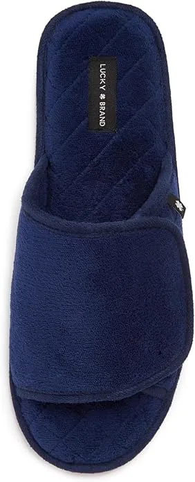 Lucky Brand Mens Terry Open Toe Slippers with Memory Foam