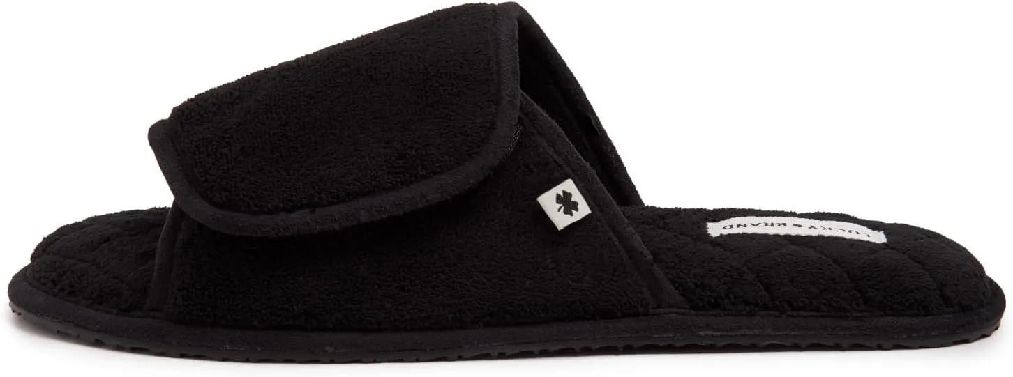 Lucky Brand Mens Terry Open Toe Slippers with Memory Foam