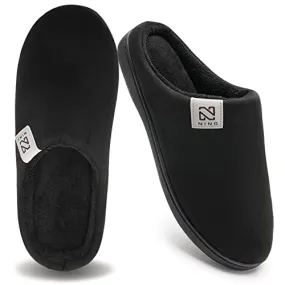 Men's and Women's Classic Memory Foam Slippers Comfort Plush Lining House Shoes for Indoor & Outdoor (Black, 44/45)