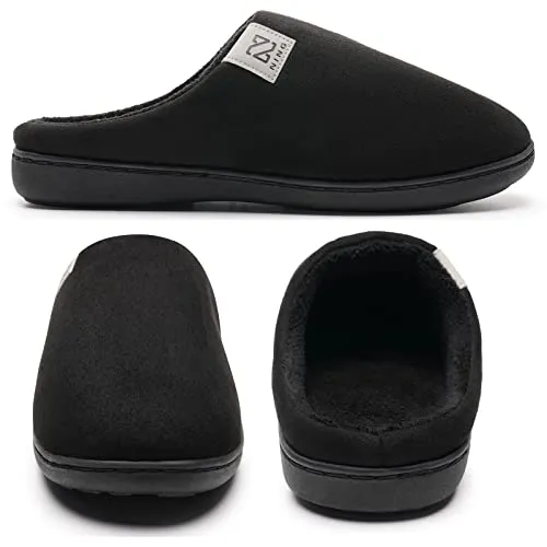 Men's and Women's Classic Memory Foam Slippers Comfort Plush Lining House Shoes for Indoor & Outdoor (Black, 44/45)