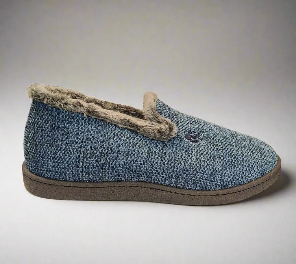 Mens Bedroom Slippers Blue Marino Pluma flex Memory Foam R12018