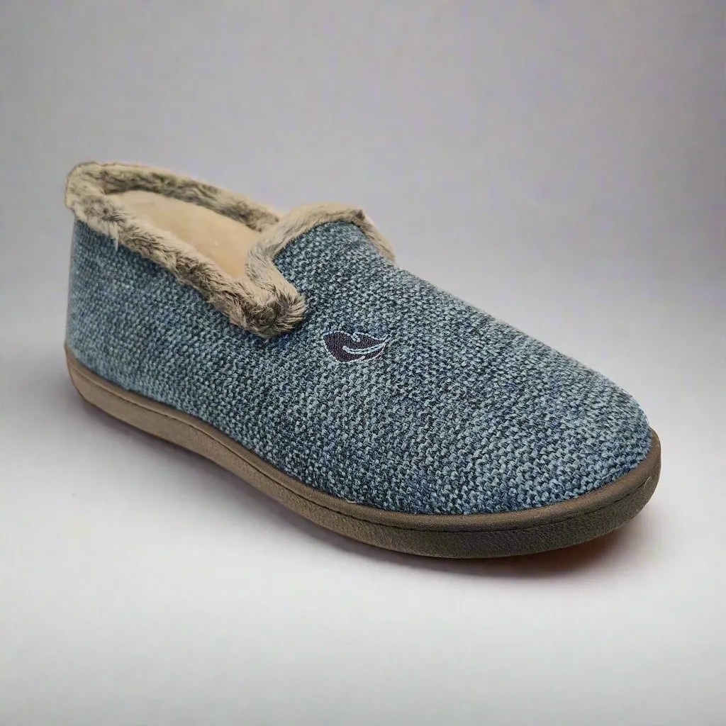 Mens Bedroom Slippers Blue Marino Pluma flex Memory Foam R12018