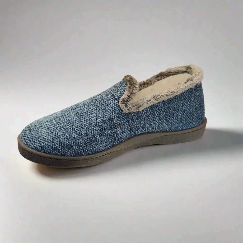 Mens Bedroom Slippers Blue Marino Pluma flex Memory Foam R12018