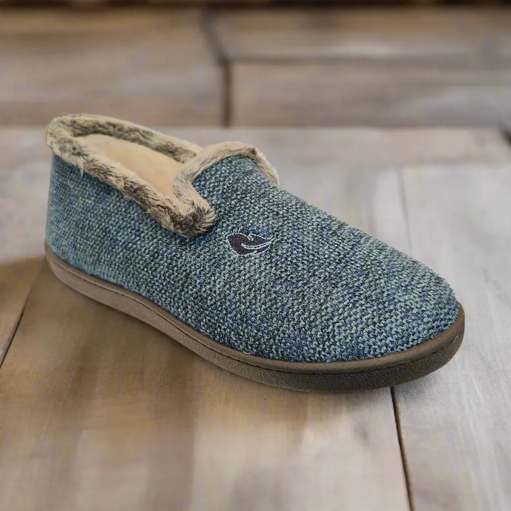 Mens Bedroom Slippers Blue Marino Pluma flex Memory Foam R12018