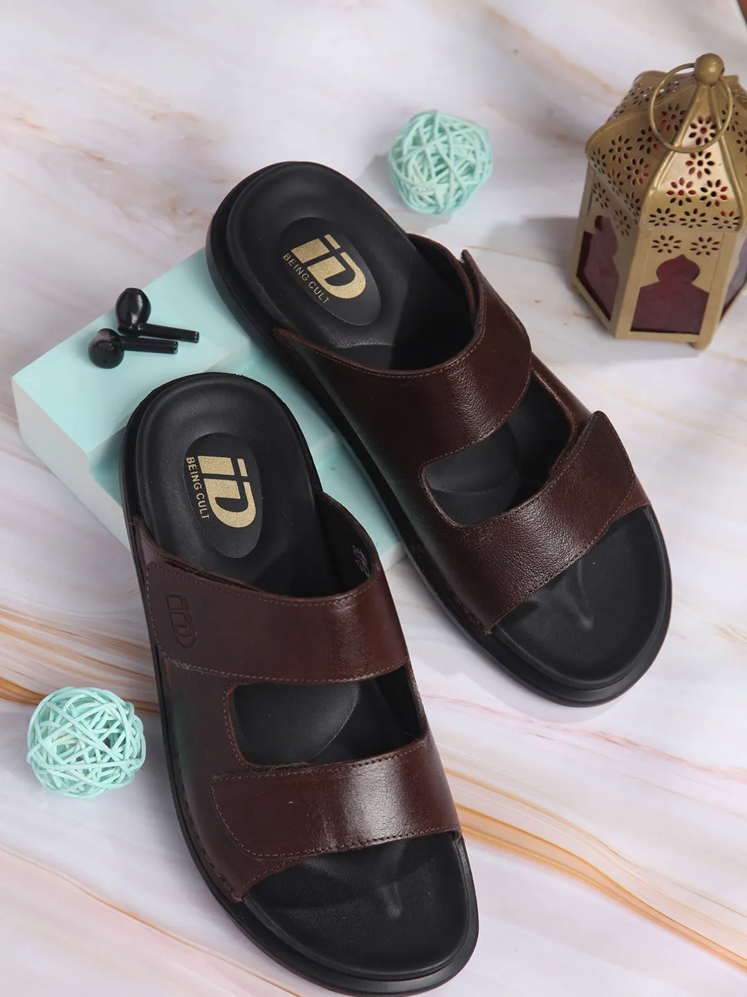 Men's Brown Leather Casual Slip On Sandal (ID4211)
