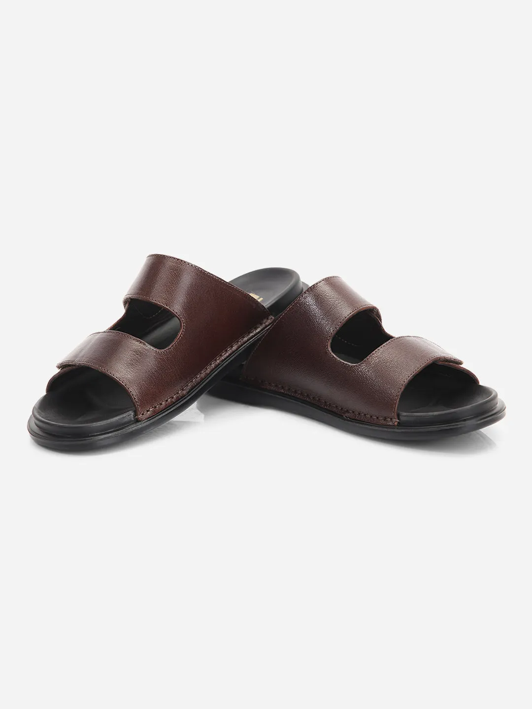 Men's Brown Leather Casual Slip On Sandal (ID4211)