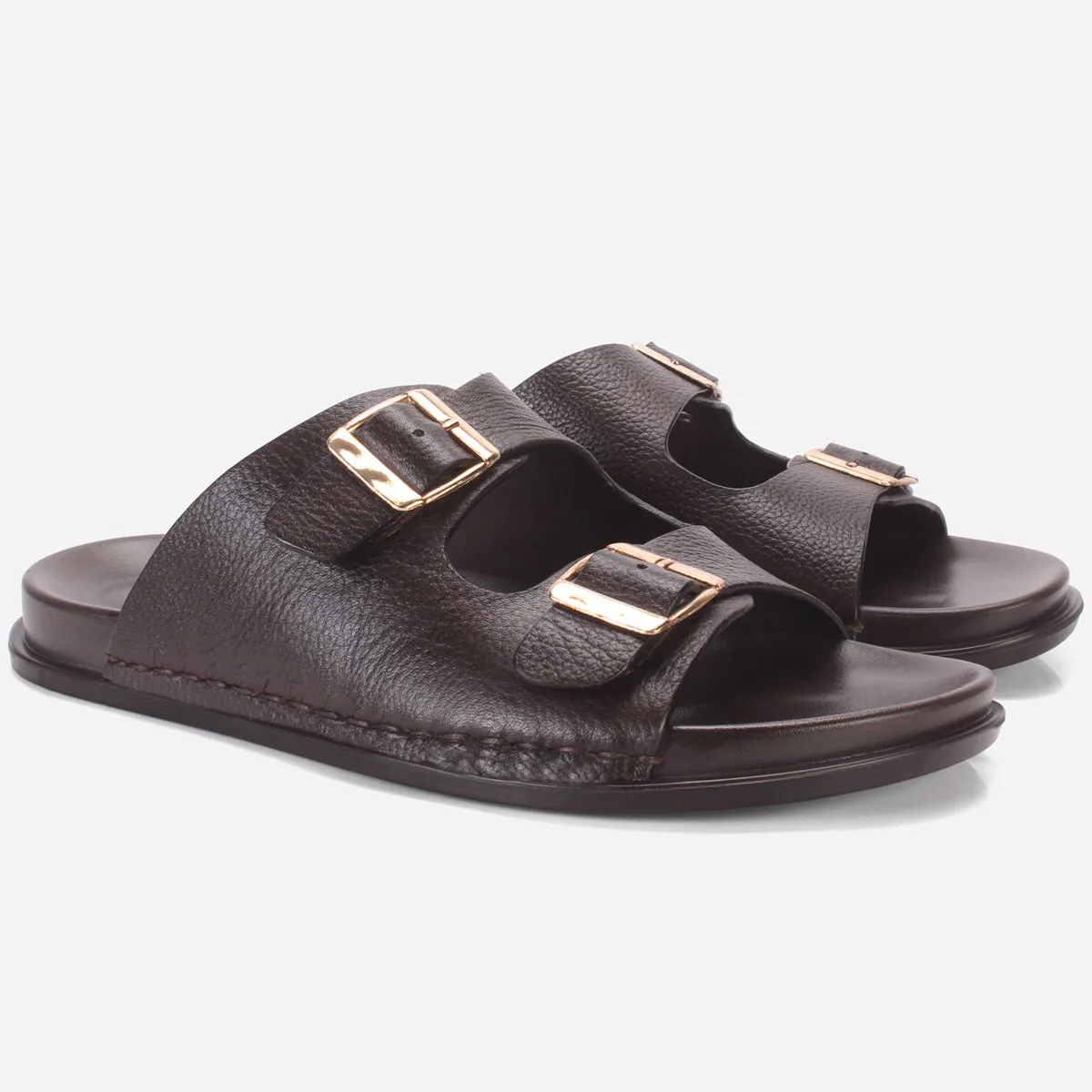 Mens "DUTCH" Leather Slide In Summer Slippers