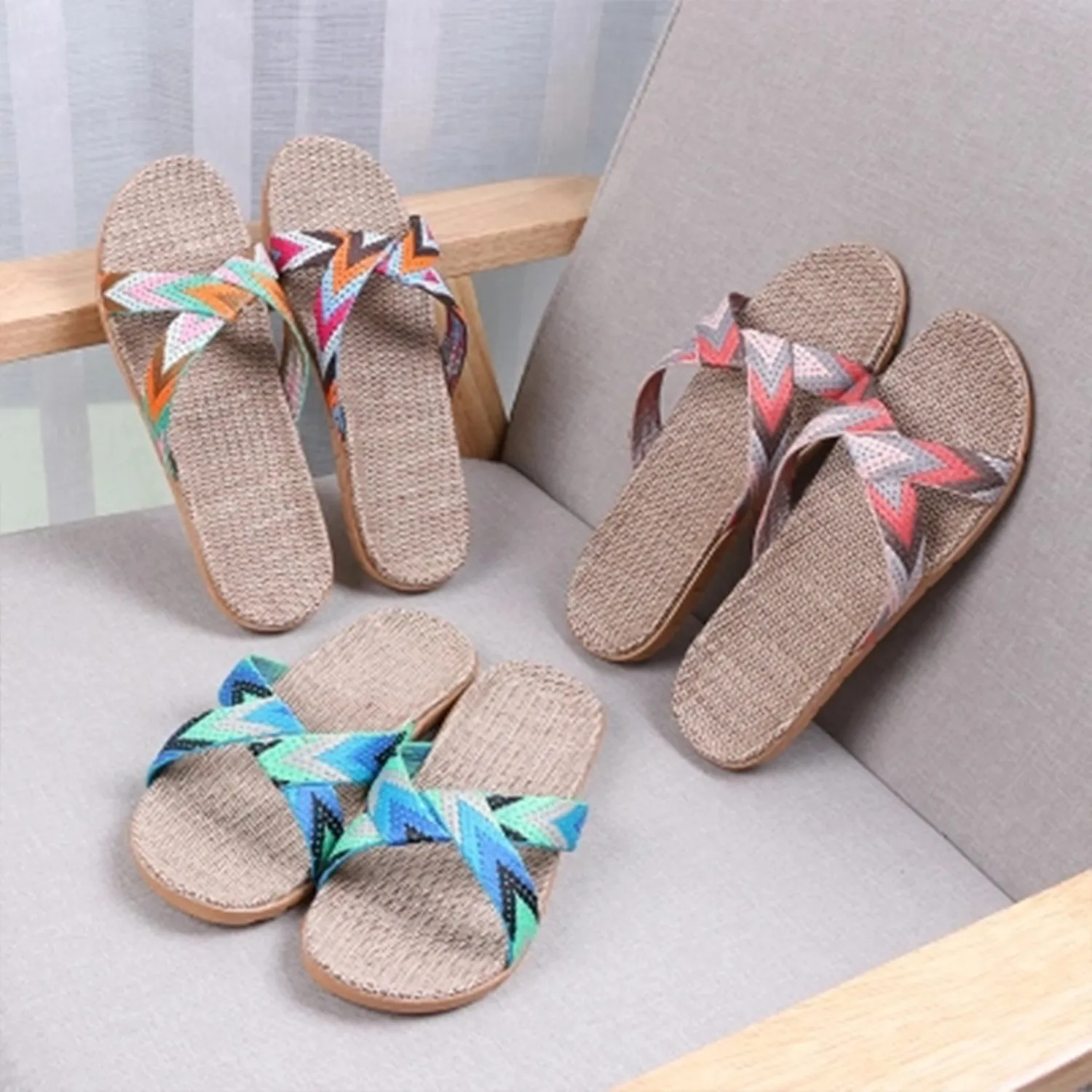 Men's Summer Flax Non-Slip Flip Flops