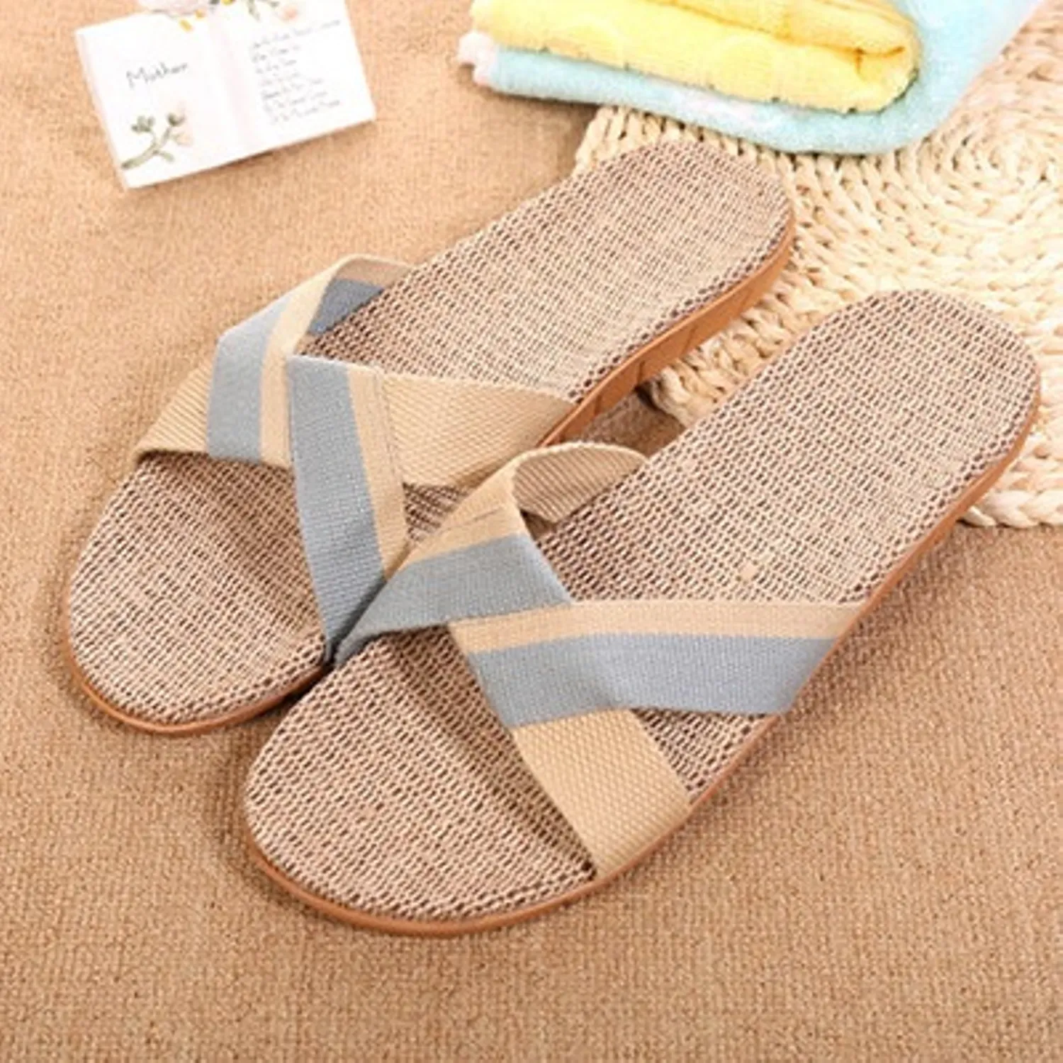 Men's Summer Flax Non-Slip Flip Flops