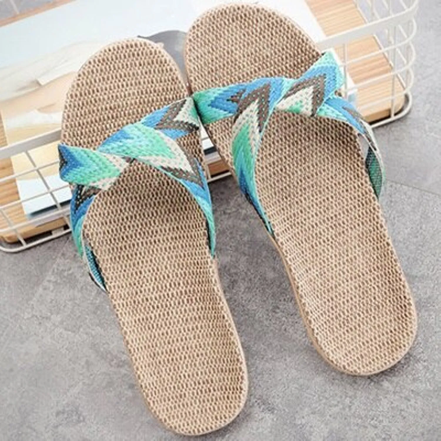 Men's Summer Flax Non-Slip Flip Flops