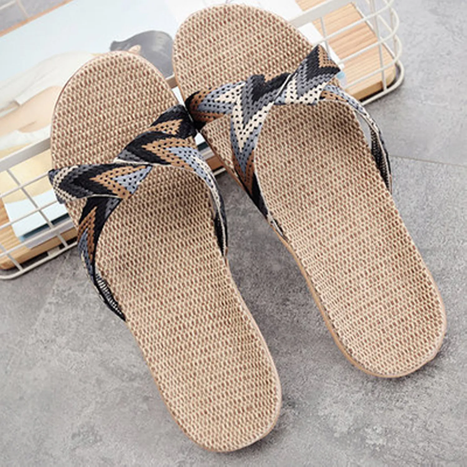 Men's Summer Flax Non-Slip Flip Flops