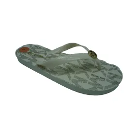 Michael Kors Women's MK Thong Flip Flops Monogram Vanilla Size 7