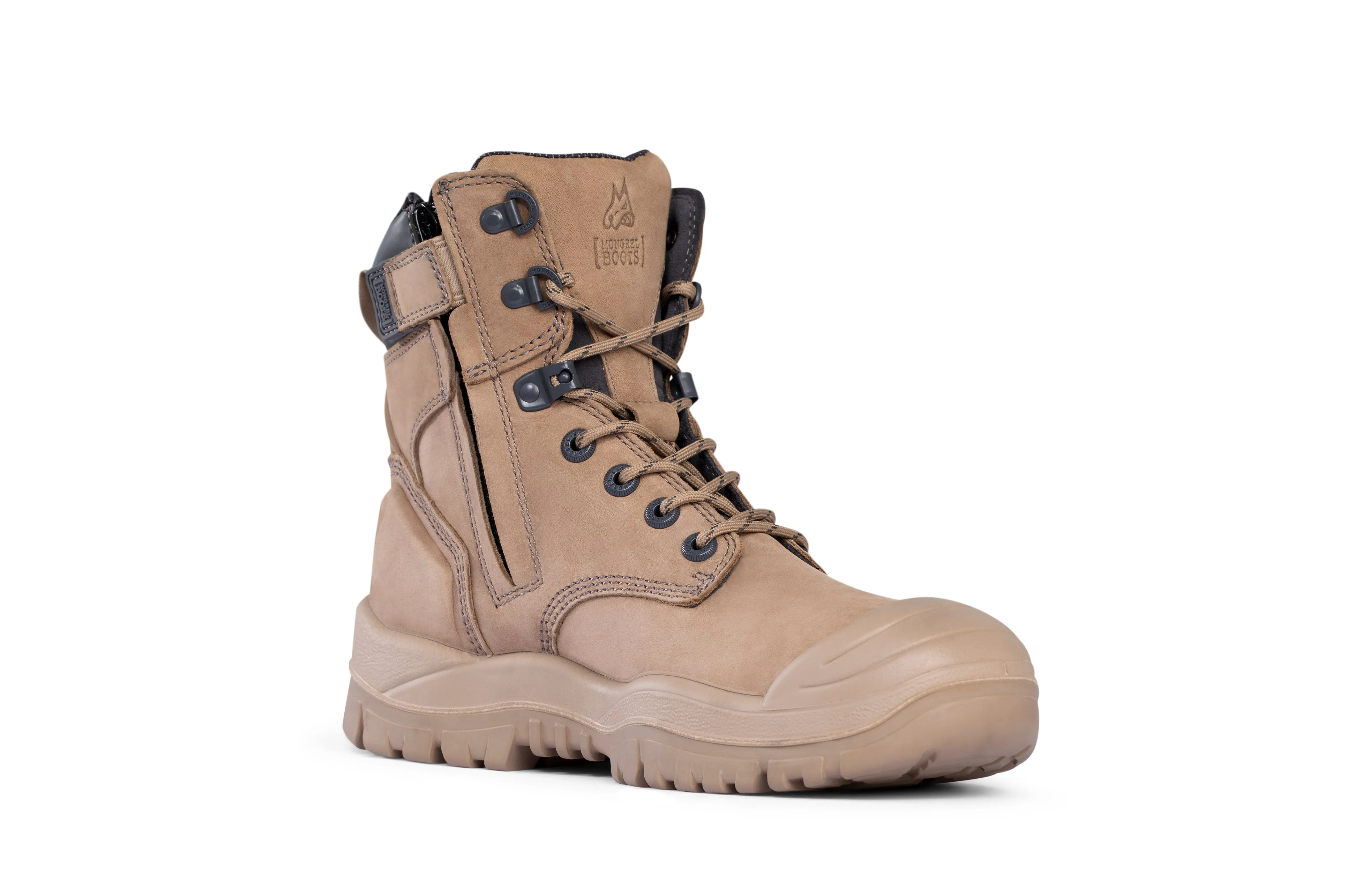 Mongrel - Stone High Leg Zip Safety Vibram Rubber Boot
