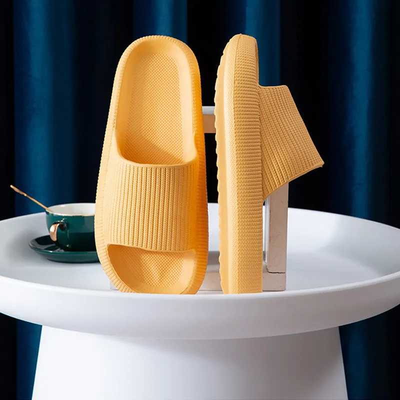 Non-slip unisex slippers with an ergonomically thick sole