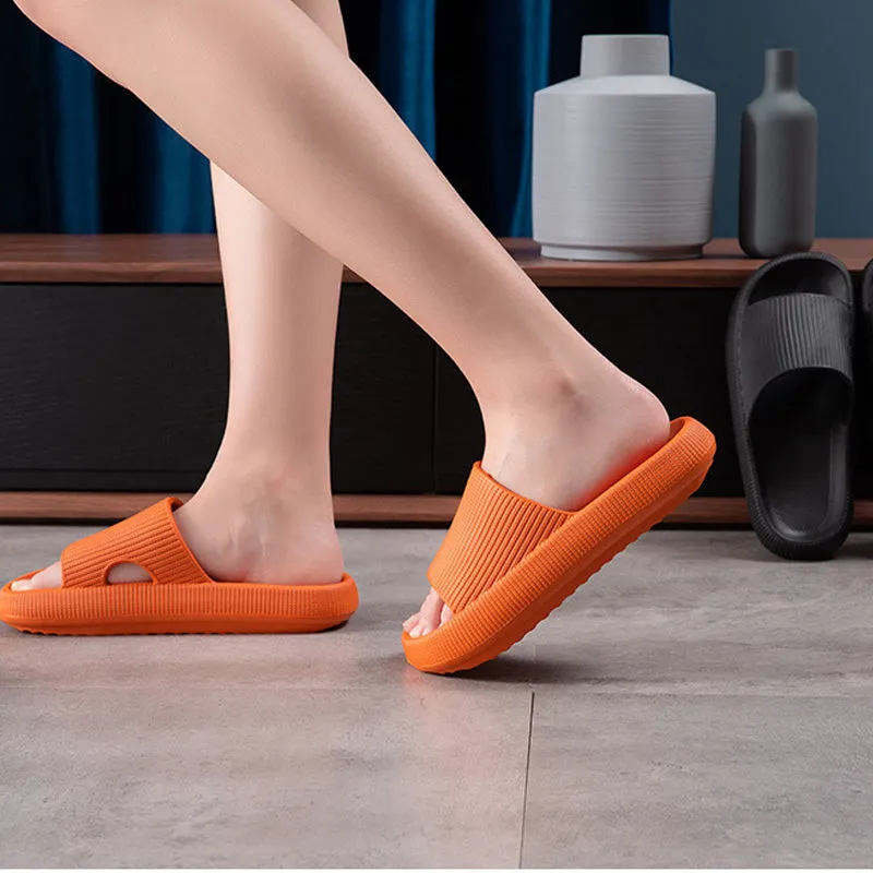 Non-slip unisex slippers with an ergonomically thick sole