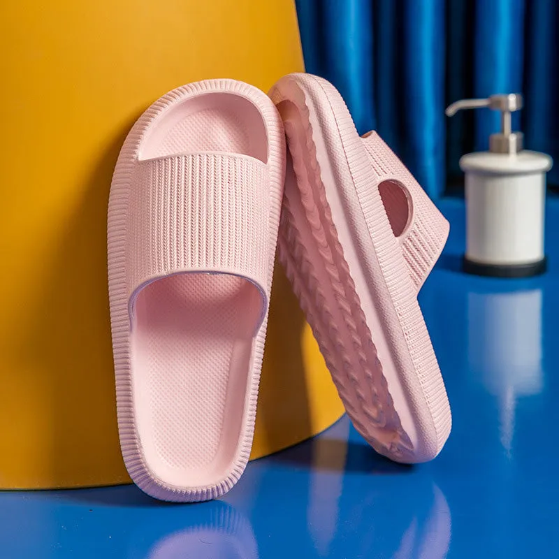 Non-slip unisex slippers with an ergonomically thick sole