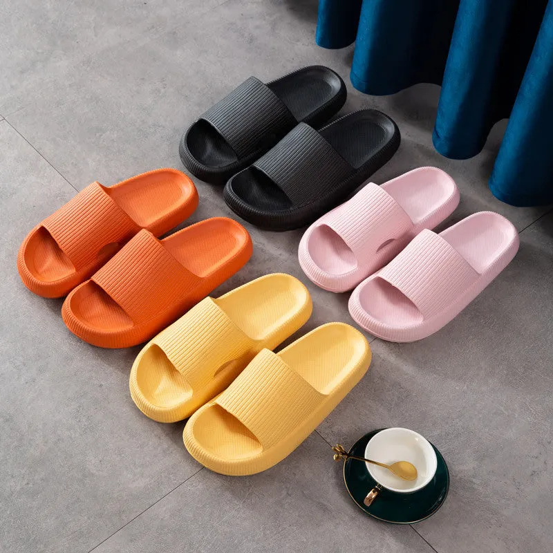 Non-slip unisex slippers with an ergonomically thick sole
