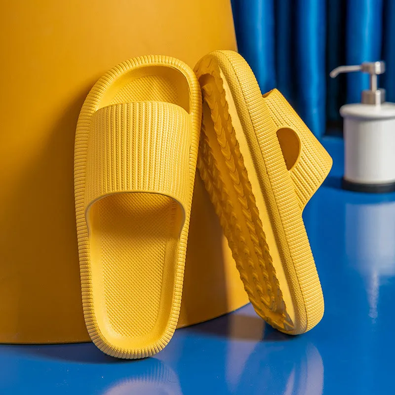 Non-slip unisex slippers with an ergonomically thick sole