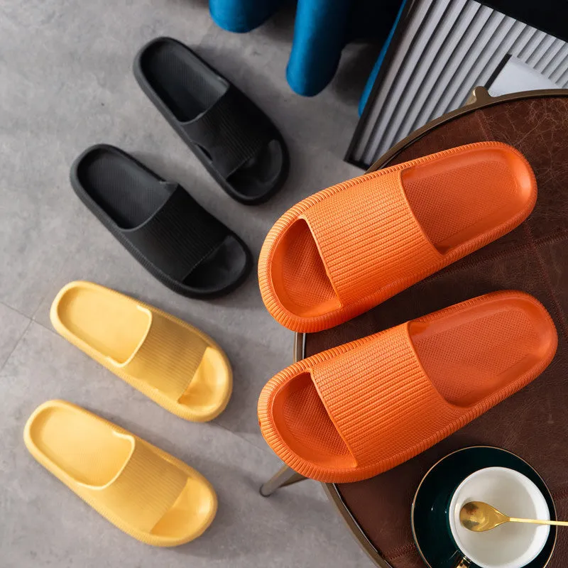 Non-slip unisex slippers with an ergonomically thick sole